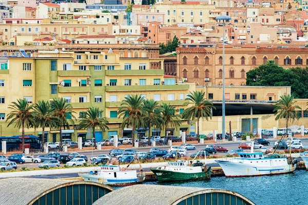 Stadsgezicht Jachthaven Aan Middellandse Zee Cagliari Sardinië Italië — Stockfoto