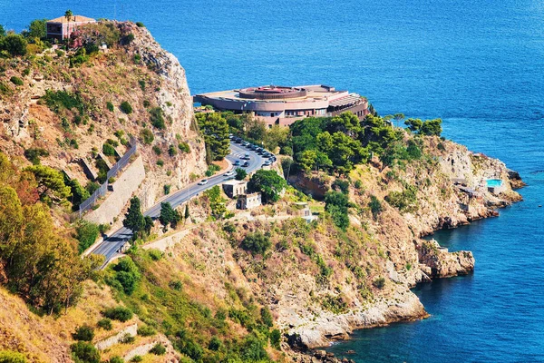 Road in Taormina and the Mediterranean Sea, Sicily, Italy