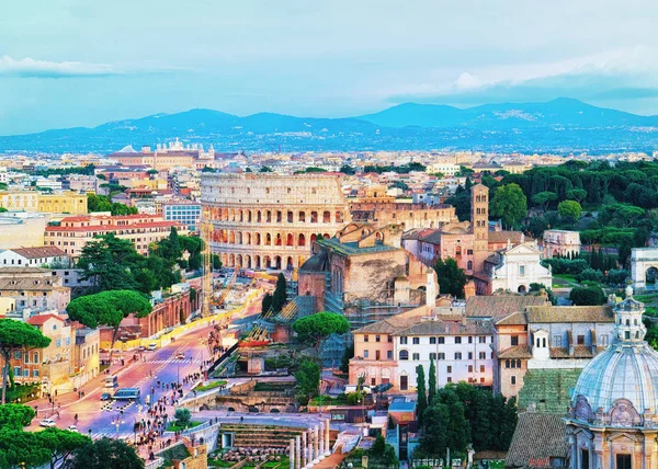 Dei Fori Imperiali Dan Colosseum Pusat Kota Roma Italia — Stok Foto