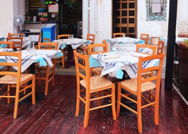Kaldırım kafe San Vito lo Capo, Sicilya, İtalya