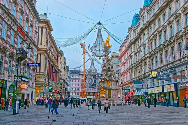 Vienna Oostenrijk Januari 2014 Mensen Straat Van Graben Wenen Oostenrijk — Stockfoto