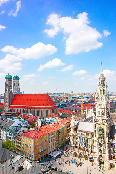 Igreja Frauenkirche Nova Câmara Municipal Murique Alemanha — Fotografia de Stock