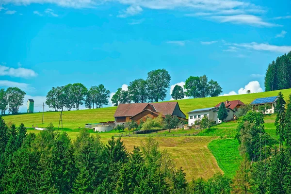 Bondgård Och Vacker Jordbruks Landskap Landsbygden Tjeckien — Stockfoto