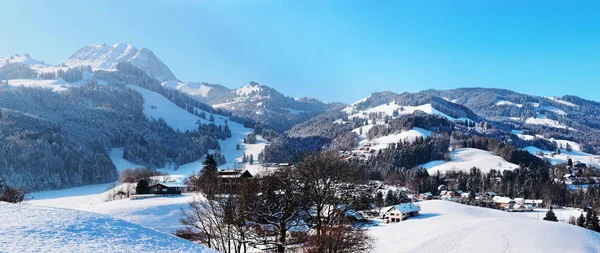 Paesaggio Invernale Gruyeres Famosa Regione Agricola Casearia Gruyere Provincia Friburgo — Foto Stock