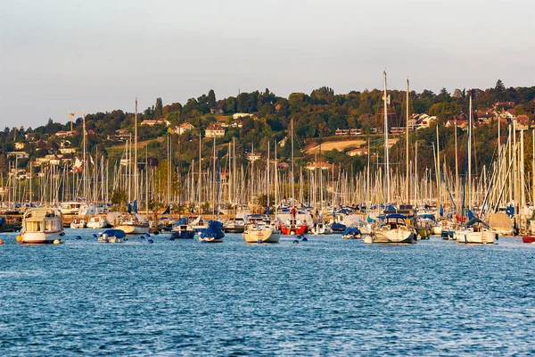 Genebra Suíça Agosto 2016 Marina Lago Genebra Perto Promenade Lac — Fotografia de Stock