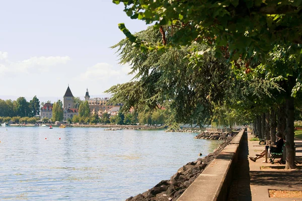 Lausanne Swiss Agustus 2018 Chateau Ouchy Jenewa Lake Promenade Lausanne — Stok Foto