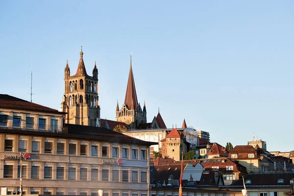 Lausanne Švýcarsko Srpna 2018 Lausanne Katedrála Notre Dame Centru Města — Stock fotografie
