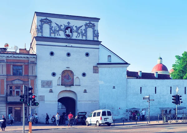 Vilnius Lithuania May 2017 Street View Ancient Gate Dawn Old — Stock Photo, Image