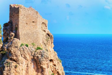 Kule kalıntıları Scopello, Castellammare del Golfo, Akdeniz, Sicilya, İtalya