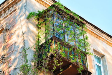 Vilnius, Litvanya eski şehir merkezinde balkonlu ev detay