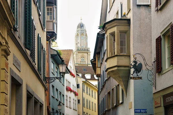 Curych Švýcarsko Září 2016 Street View Atrakce Grossmunster Kostel Curychu — Stock fotografie