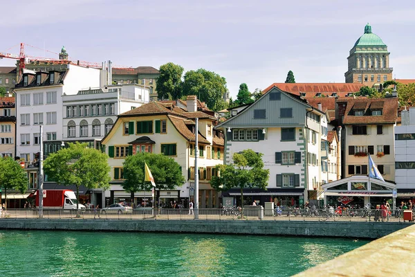 Curych Švýcarsko Září 2016 University Zurich Švýcarsko Vidět Nábřeží Řeky — Stock fotografie