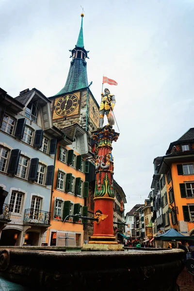 Solothurn Schweiz Januar 2014 Astronomische Uhr Auf Dem Marktplatz Der — Stockfoto