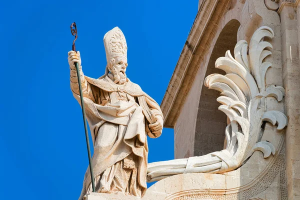 Statue Sur Cathédrale Syracuse Dans Centre Ville Vieille Syracuse Sicile — Photo