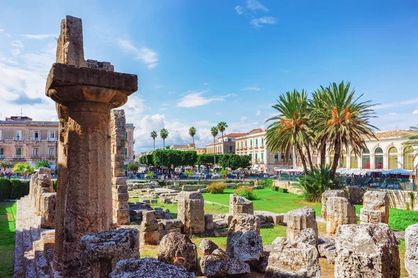 Ruinerna Apollons Tempel Piazza Pancali Syrakusa Sicilien Italien — Stockfoto