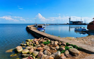 Litvanya Baltık Denizi'nde Curonian Spit Ininga Klaipeda yakınlarındaki Nida kasabasında Liman.