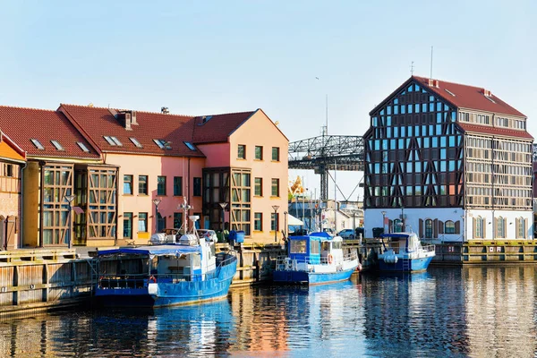 Naves Terraplén Del Río Danés Ciudad Vieja Klaipeda Lituania País —  Fotos de Stock