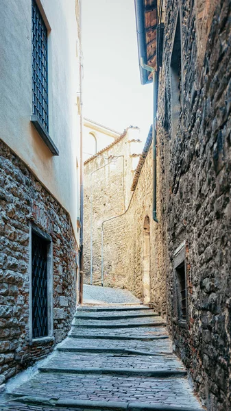 Ancient Street in Lower City of Bergamo in Lombardy of Italy