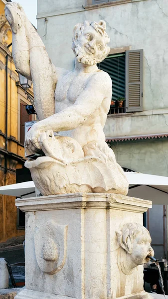 Statue Fontaine Dauphin Rue Pignolo Dans Basse Ville Bergame Lombardie — Photo