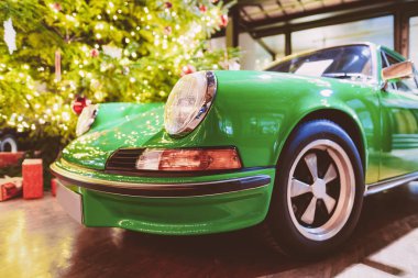 Berlin yeşil vintage klasik araba Far lambası, Almanya