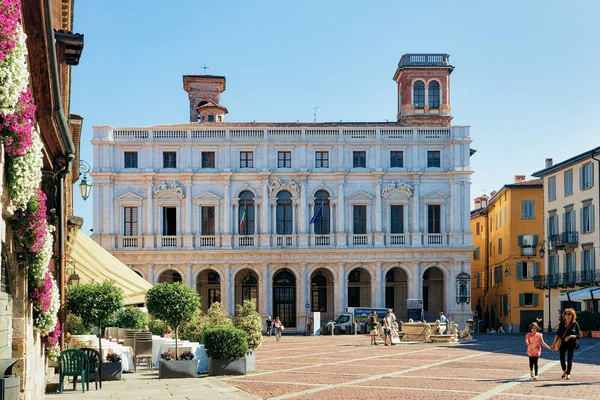 Palazzo Vecchia Meydanı Kütüphane Biblioteca Civica Angelo Mai Bergamo Yukarı — Stok fotoğraf