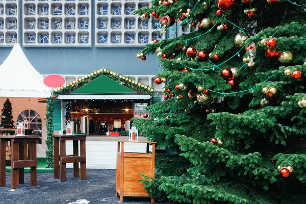 Kerstboom Markt Bij Kaiser Wilhelm Memorial Church Winter Berlijn Duitsland — Stockfoto