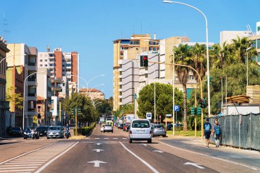 Cagliari, İtalya - 15 Eylül 2017: Yol Cagliari, Sardunya, İtalya