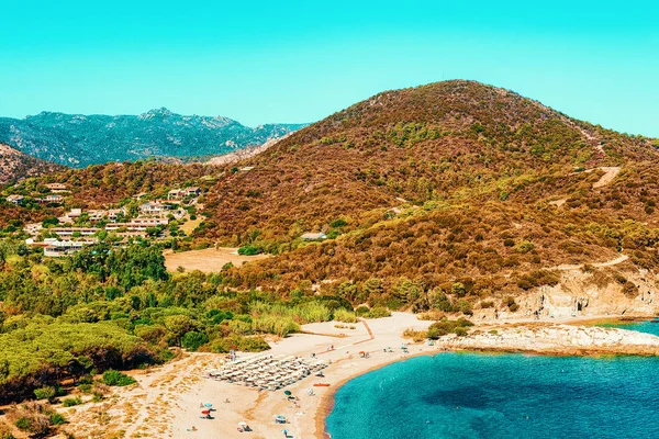 Chia Beach Modré Vody Středozemního Moře Provincii Cagliari Jižní Sardinii — Stock fotografie