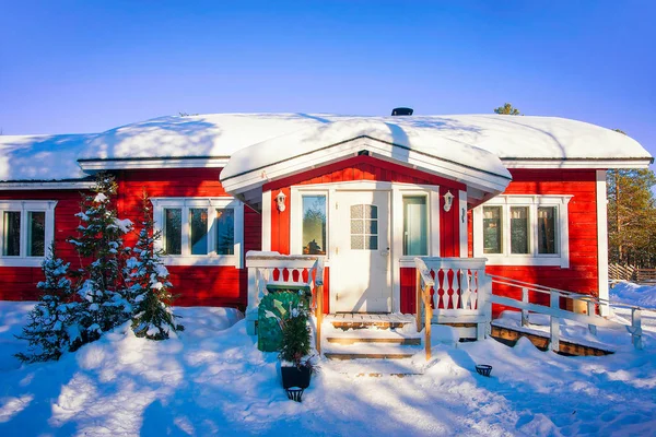 Rovaniemi Finland Maart 2017 Gezellig Huis Winter Sneeuw Bos Finse — Stockfoto