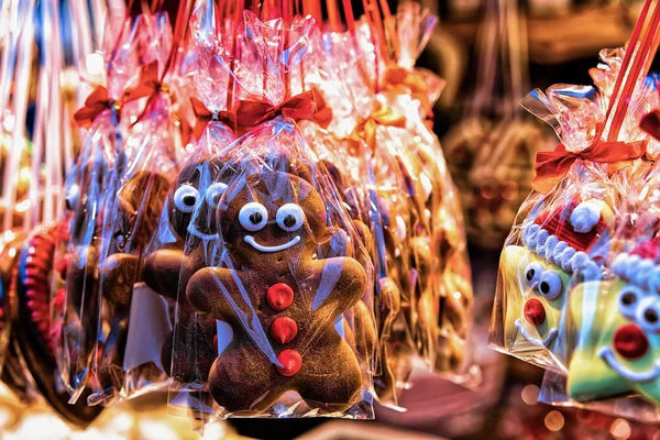 Kış Berlin Gendarmenmarkt Gece Noel Pazarında Sweet Gingerbread Almanya Çarşıda — Stok fotoğraf