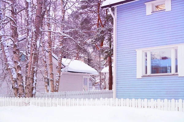 Détail Maison Dans Neige Hiver Noël Finlande Laponie — Photo