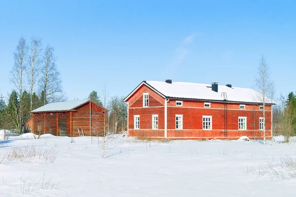 Casa Neve Inverno Natale Finlandia Lapponia — Foto Stock