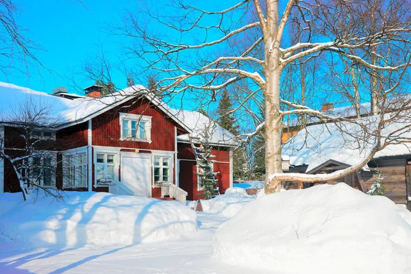 Casa Neve Inverno Natal Finlândia Lapônia — Fotografia de Stock