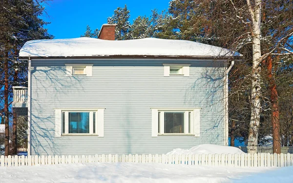 Casa Invierno Nieve Navidad Finlandia Laponia — Foto de Stock