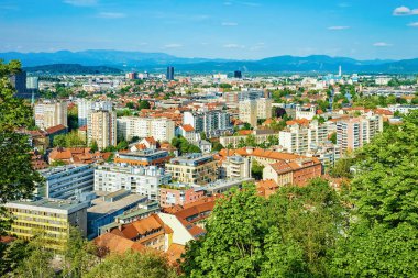 Ljubljana şehir merkezinin şehir manzarası, Slovenya