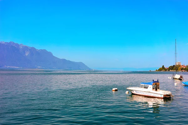 Montreux Swiss Agustus 2016 Perahu Jenewa Danau Montreux Swiss Riviera — Stok Foto