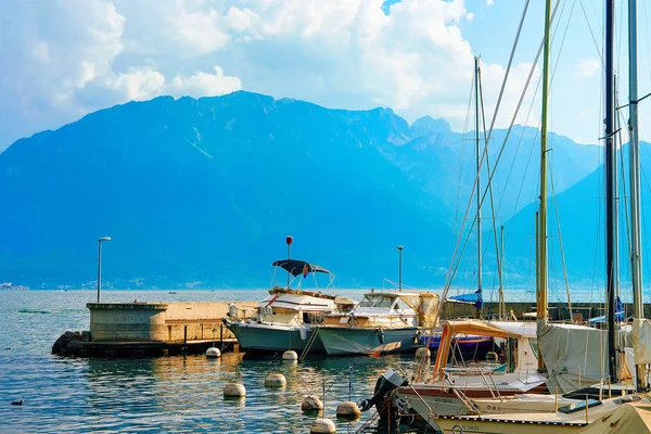 Vevey Suiza Agosto 2016 Veleros Puerto Deportivo Ginebra Lake Riviera — Foto de Stock