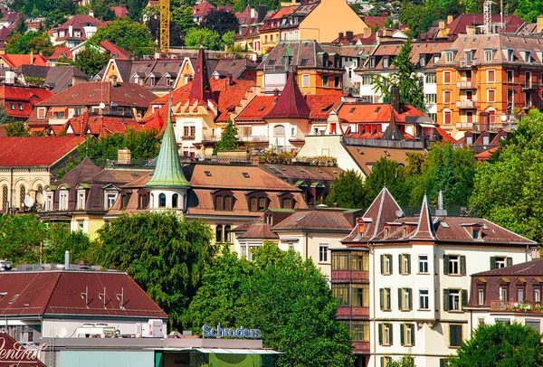 Curych Švýcarsko Září 2016 Panoramatický Pohled Střechy Domů Centru Města — Stock fotografie