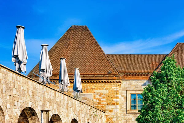 Pouliční Kavárna Starém Hradě Hradním Kopci Historickém Centru Lublaň Slovinsko — Stock fotografie