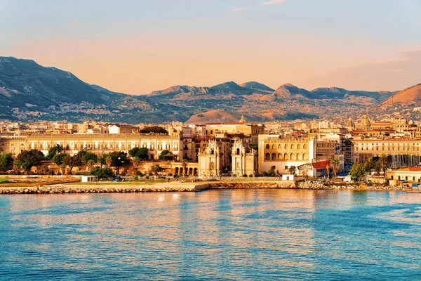 Zonsopgang Aan Mediterranian Sea Palermo Oude Stad Sicilië Eiland Italië — Stockfoto