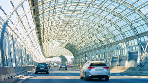 Car Tunnel Highway Road Warsaw Poland — Stock Photo, Image