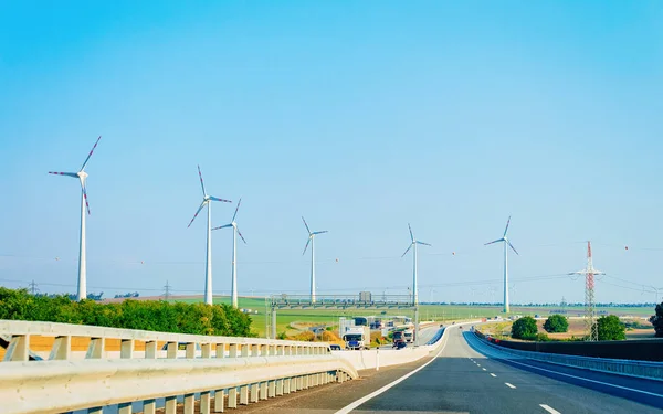 Wind Mills Highway Road South Moravia Czech Republic — Stock Photo, Image