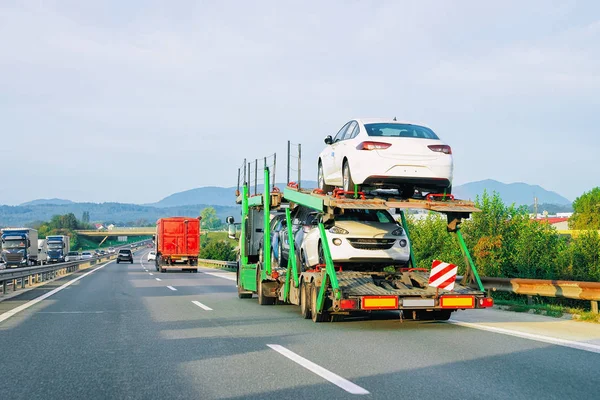 Nákladní Vůz Asfaltové Dálnici Polsku Nákladní Transportér — Stock fotografie