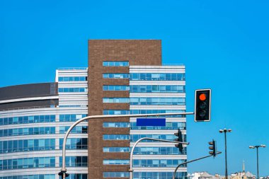 Polonya'da Varşova'da modern bina mimarisi.