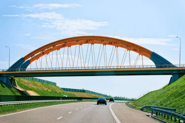 Puente Sobre Autopista Moderna República Checa Europa —  Fotos de Stock