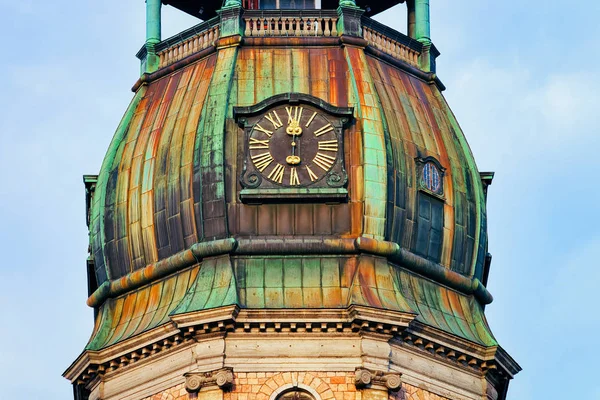 Relógio Igreja São Pedro Riga Letónia — Fotografia de Stock