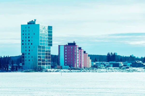 Nuevo Complejo Edificios Apartamentos Invierno Helsinki Finlandia —  Fotos de Stock