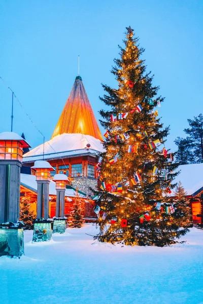 Арктичні Вуличні Ліхтарі Санта Офісі Селі Санта Клауса Рованіємі Лапландії — стокове фото