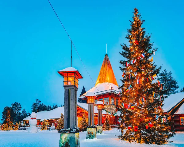 Lámparas Calle Arctic Circle Santa Office Santa Claus Village Rovaniemi —  Fotos de Stock