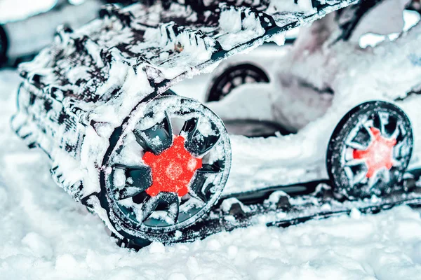 Caterpillar Snowmobile Winter Finland Rovaniemi Lapland — Stock Photo, Image